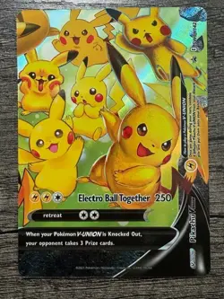 POKEMON FULL ART PIKACHU V UNION SWSH142 BLACK STAR PROMO LP-NM - Image 1