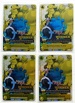 4 x One Piece, Bartholomew Kuma Store Tournament Winner's Prize Cards.(Playset) - Image 1