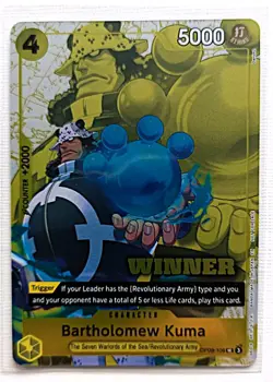 4 x One Piece, Bartholomew Kuma Store Tournament Winner's Prize Cards.(Playset) - Image 2