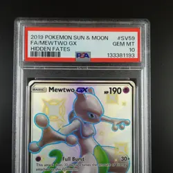 PSA 10 Mewtwo GX SV59/SV94 Pokemon Hidden Fates Full Art Holo Card - Image 2