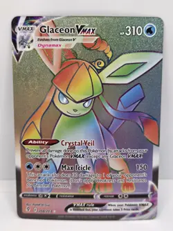 Pokemon Glaceon VMAX Evolving Skies Card 208/203 Secret Rare SWSH Rainbow Holo - Image 1