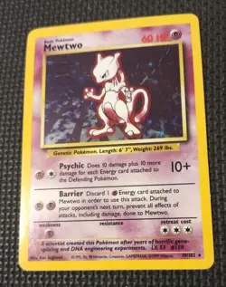 Pokemon Mewtwo Holo Rare Basic 10/102 Base Set WOTC 1999 - Image 2