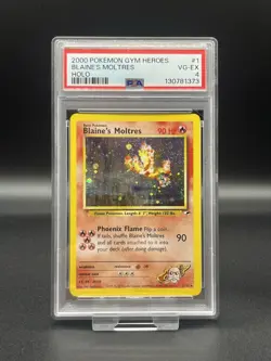 Blaine’s Moltres 1/132 Holo PSA 4 Gym Heroes Pokemon Card - Image 1