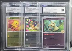 Pokemon 5th Anniversary Chinese Holo Pikachu Mimikyu Eevee Card Set CGC 10 - Image 1