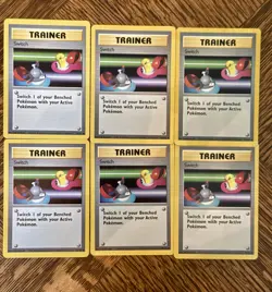 LOT OF 6 POKEMON UNLIMITED BASE SET COMMON TRAINER CARD 95/102 SWITCH EX/NM - Image 1