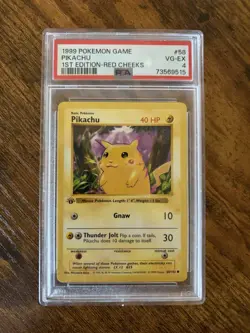 1999 Pokemon 1st Edition Pikachu Red Cheeks PSA 4 - Image 1