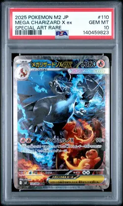 2025 POKEMON JPN M2-INFERNO X SPECIAL ART RARE #110 MEGA CHARIZARD X EX PSA 10 - Image 1