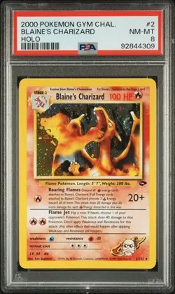 PSA 8 - 2000 Pokemon Gym Challenge BLAINE'S CHARIZARD HOLO #2 (4309) - Image 1