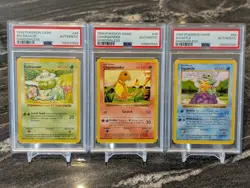 3x Shadowless PSA Base Set Bulbasaur Charmander Squirtle Pokemon 44 46 63 /102 - - Image 1