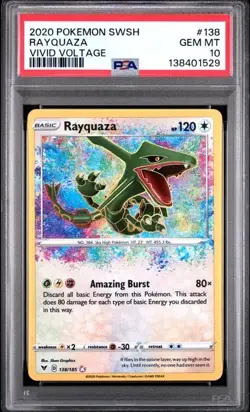 2020 POKEMON SWORD & SHIELD VIVID VOLTAGE #138 RAYQUAZA PSA 10 - Image 1