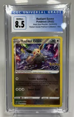 Pokemon TCG GO Black Star foil Promo SWSH230 RADIANT EEVEE CGC Graded 9 MINT - Image 1