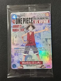 One Piece Monkey D. Luffy US Voyage College Basketball Promo Card (Mint - New) - Image 1