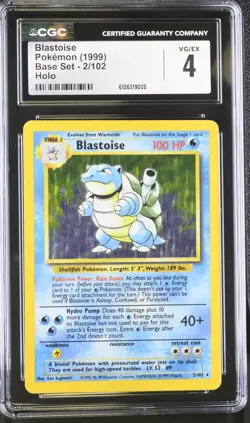 CGC 4 Blastoise 1999 Base Set 2/102 Holo Pokemon Card - Image 1