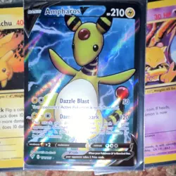 Pokemon TCG Ampharos V Holo & Mixed Card Lot Pikachu Abra Cyndaquil Totodile - Image 1