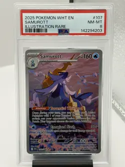 2025 Pokemon Samurott Illustration Rare White Flare 107/086 PSA 8 NM-MT - Image 1