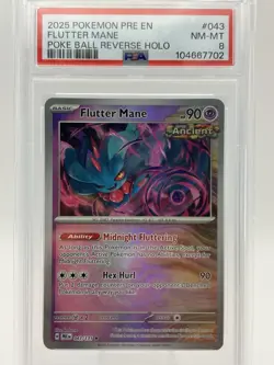 Pokemon Flutter Mane 043/131 Sv Prismatic Evolutions Pokeball Reverse Holo PSA 8 - Image 2