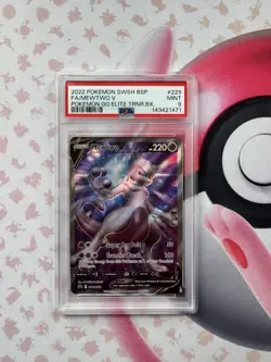 2022 Pokemon SWSH229 Black Star Promo FULL ART/MEWTWO V POKEMON GO PSA Mint 9 - Image 1