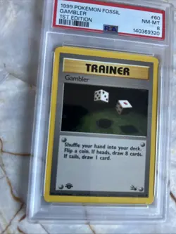 1999 Pokemon Gambler 60/62 Fossil 1st Edition PSA 8 - Image 2