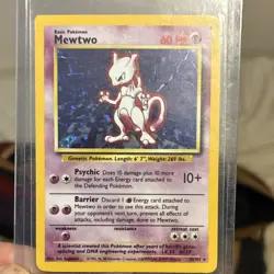 Pokemon TCG Mewtwo Base Set Holo Rare 10/102 1999 Copyright 60 HP 10+ Card - Image 1