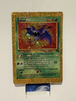 Zubat 57/62 Fossil Set Vending Sticker Holo Prism Pokemon Card - Image 1