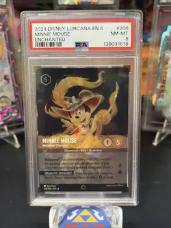 2024 DISNEY LORCANA MINNIE MOUSE MUSKETEER CHAMPION ENCHANTED # 206 PSA 8 - Image 1