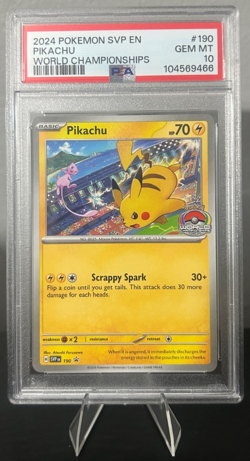 2024 POKEMON BLACK STAR PROMO WORLD CHAMPIONSHIPS SVP 190 PIKACHU PSA 10 - Image 1