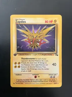 Pokemon Zapdos (15) Fossil vintage card #15/62 Wotc 1999 - Image 1