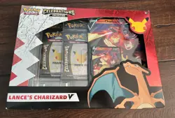 Pokemon TCG Celebrations Collection Lance's Charizard V Box & Plus Bonus - Image 1