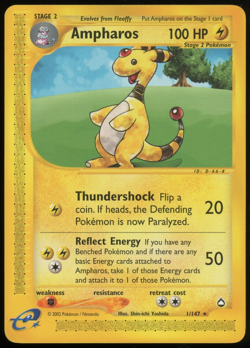 Pokemon 2002 Aquapolis - Ampharos - Non-Holo Rare - NM - 1/147 - Image 1