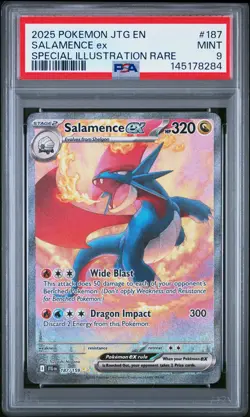 2025 POKEMON JTG EN-JOURNEY TOGETHER #187 SALAMENCE EX PSA 9 - Image 1