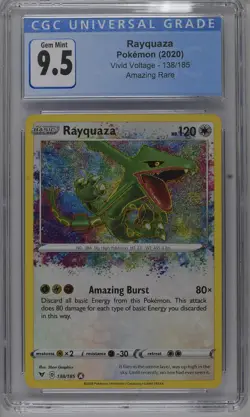 2020 Pokemon Vivid Voltage Rayquaza #138/185 Amazing Rare CGC 9.5 MINT - Image 1