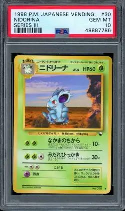 PSA 10 Pokemon 1998 Japanese Vending Series 3 Nidorina #30 - Image 1