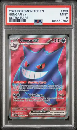 2024 POKEMON TEF EN-TEMPORAL FORCES ULTRA RARE #193 GENGAR EX PSA 9 - Image 1