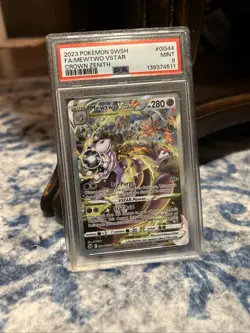 2023 POKEMON SWORD & SHIELD CROWN ZENITH #GG44 FULL ART/MEWTWO VSTAR PSA 9 - Image 1