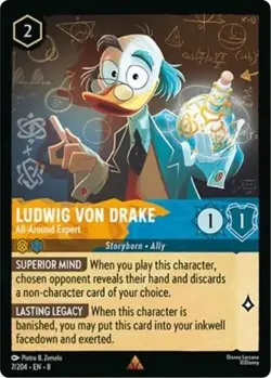 Ludwig Von Drake All-Around Expert 7/204 Disney Lorcana Reign of Jafar Non-Foil - Image 1