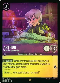 Arthur Wizard's Apprentice 35/204 Cold FOIL Rise of the Floodborn Lorcana - Image 1
