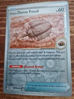 New Pokemon 151 Trading Card Dome Fossil Reverse Holo - Image 1