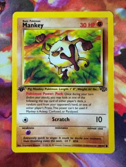 Mankey 55/64 NM 1st Edition Jungle 1999 Pokemon TCG - Image 1