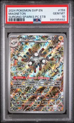 2024 POKEMON SVP SURGING SPARKS POKEMON CENTER ETB PROMO #159 MAGNETON PSA 10 - Image 1