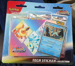 Pokemon TCG, Prismatic Evolutions Tech Sticker Collection, 3 Booster Packs, NEW - Image 1
