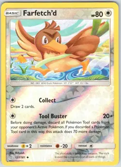 2019 Pokemon Farfetch'd Sun Moon Team Up 127 Reverse Holo Psyduck - Image 1