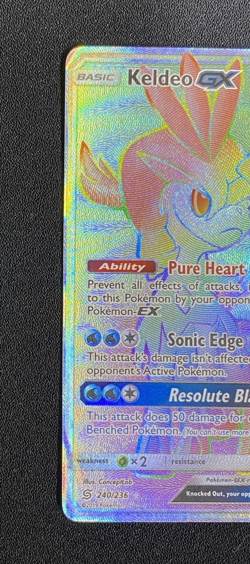 Keldeo GX Holo Secret Rare Card Unified Minds 240/236 Pokemon TCG - Image 4