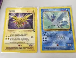 [German] Rare Vintage Pokemon Card Arktos Articuno Fossil 17/62 & Zapdos 30/62 - Image 1