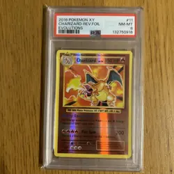 Pokemon TCG Charizard Reverse Holo Card 11/108 Evolutions PSA 8 - Image 1