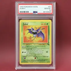 1999 Pokemon ZUBAT 57 WOTC Unlimited Fossil PSA 10 Gem Mint POP 157 - Image 1