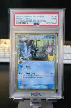 PSA 9 Mimikyu Holo #136 – Celebrations Collection, SWSH Black Star Promo Pokemon - Image 1
