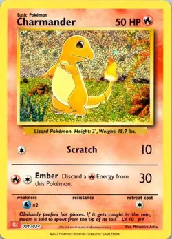 Pokemon TCG Charmander Classic Collection Card 001/034 NM (SKU 1-3) - Image 1