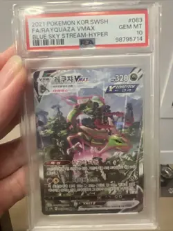 2021 Pokemon Card Korean RayquazaVMAX Alt Art Blue Sky Stream 083/067HR PSA 10 - Image 1