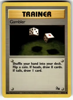 Gambler 60/62 Fossil LP Pokemon Card TCG - Image 1