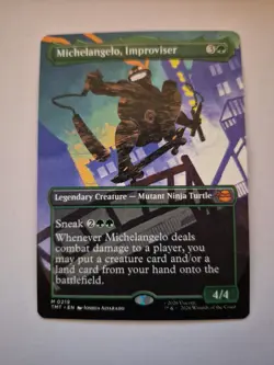 Michelangelo, Improviser (Borderless) MTG: Teenage Mutant TMNT mythic 219 NM x1 - Image 1